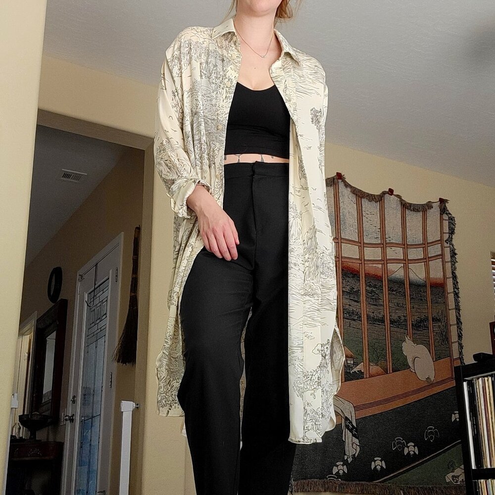 H&M Black and White Printed Shirt Dress